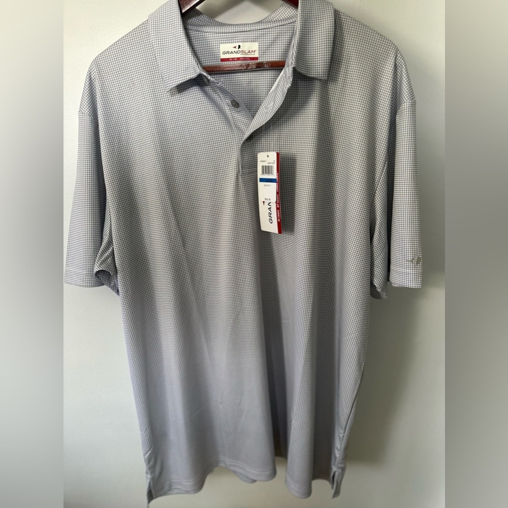 🏌️Grandslam Performance Polo Shirt Gray Micro-Pattern XL | NWT